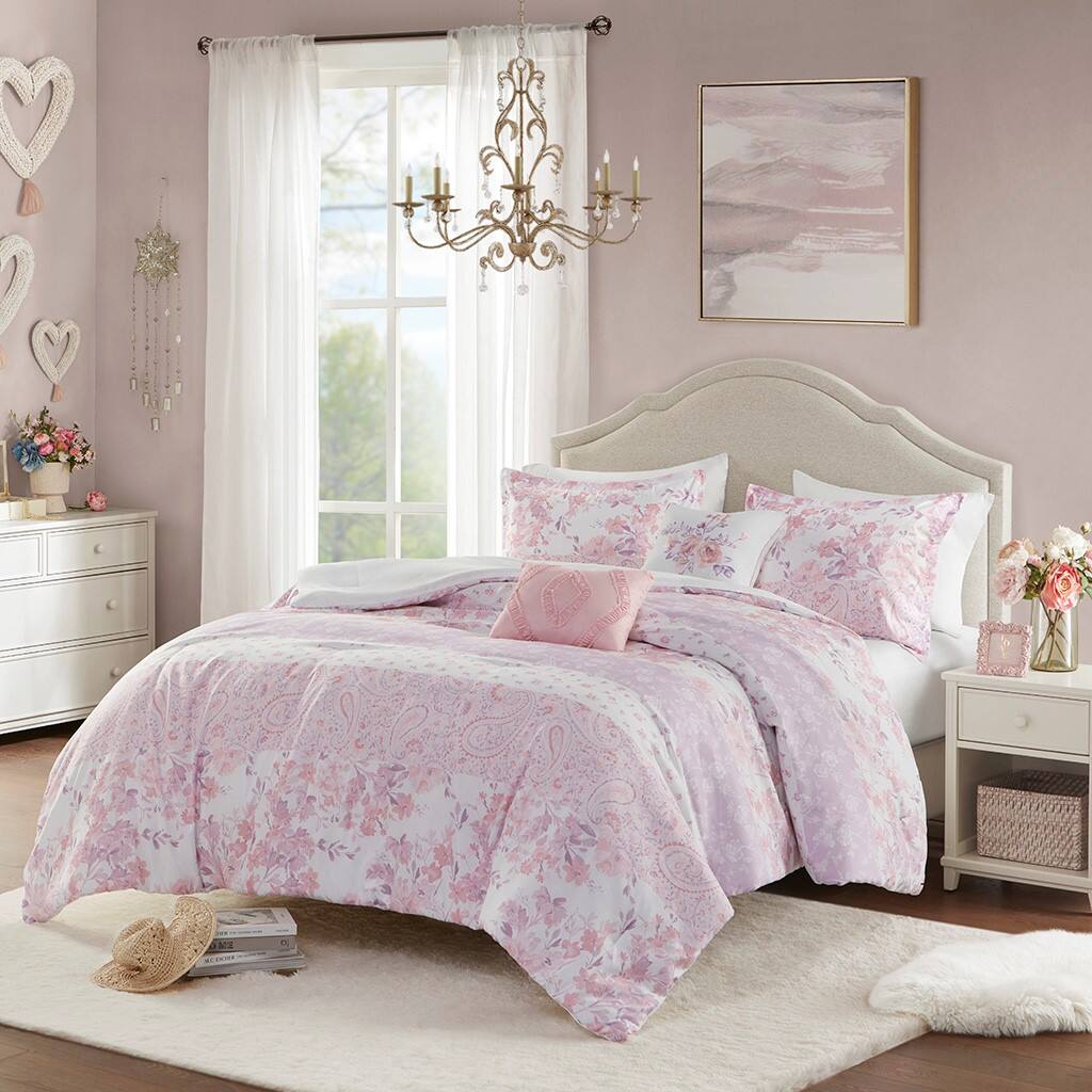 Alt View 1. Gracie Mills - Gracie Mills Valeria Floral Paisley Comforter Set - Pink.
