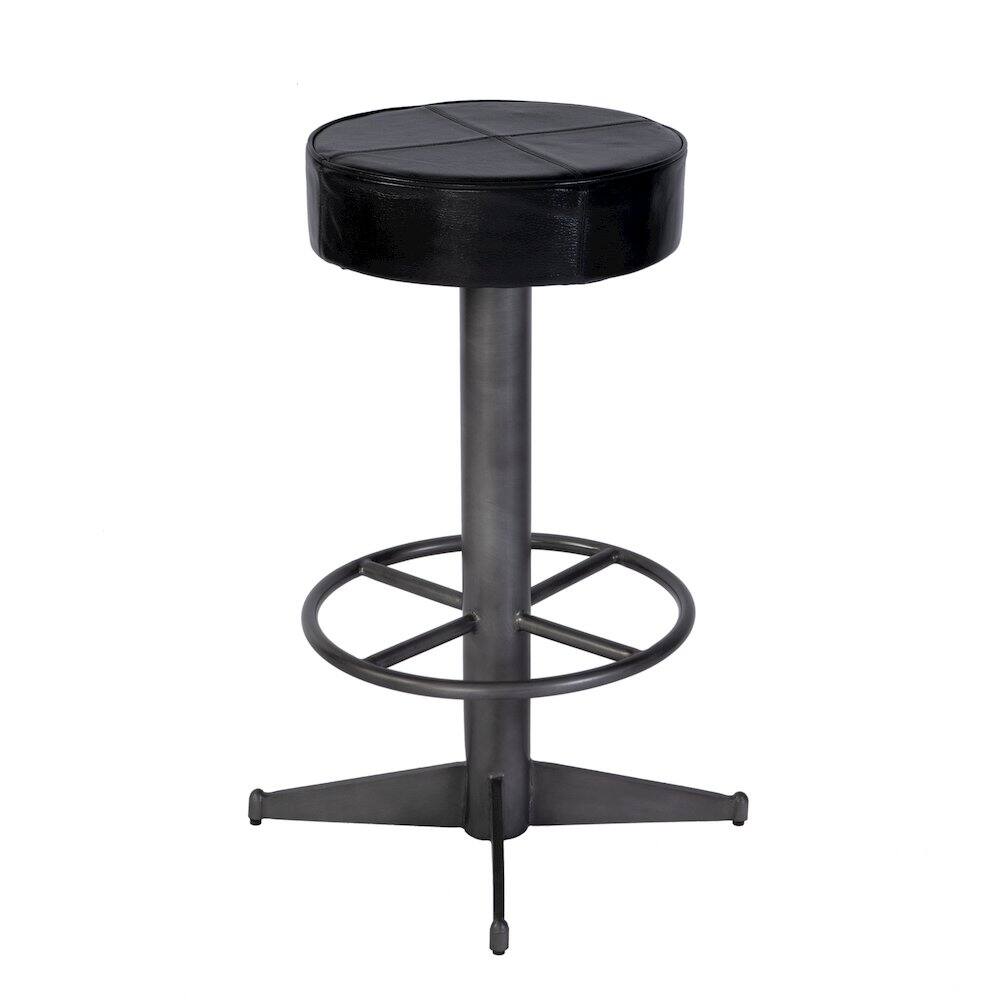 Left. Butler Specialty - Malcolm 30 in. Seat Height Leather and Iron Bar Stool - Black.