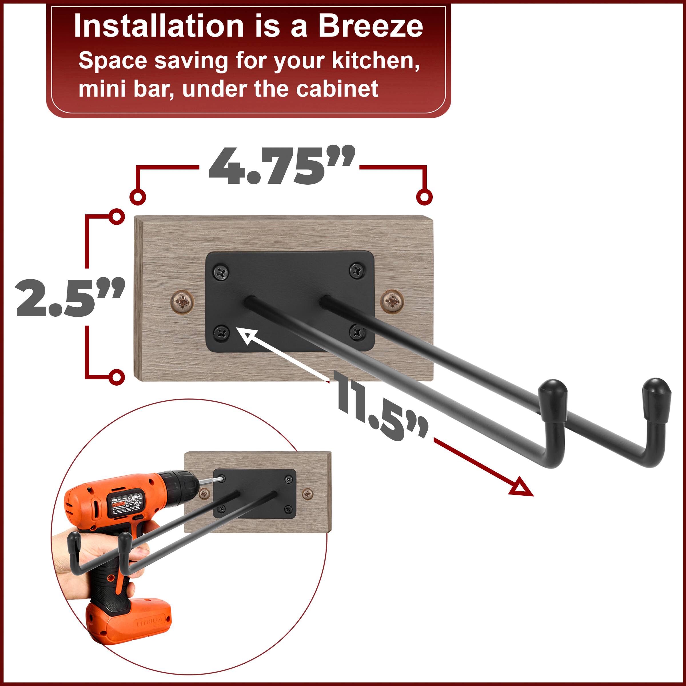 Installation is a Breeze  
Space saving for your kitchen, mini bar, under the cabinet  

4.75"  
2.5"  
11.5"