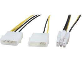 Nippon Labs - POW-20308 8 in. PCI Express 6 Pin to 5.25 Male x 2DC Adaptor Cable Male to Male