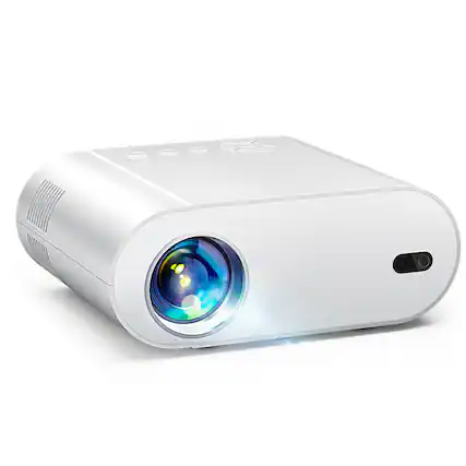 Front. COQOOL - Smart Full HD Video Projector – WiFi & Bluetooth, 1000 ANSI Lumens, Auto Keystone & Focus, Mini Portable Movie Projector - White.