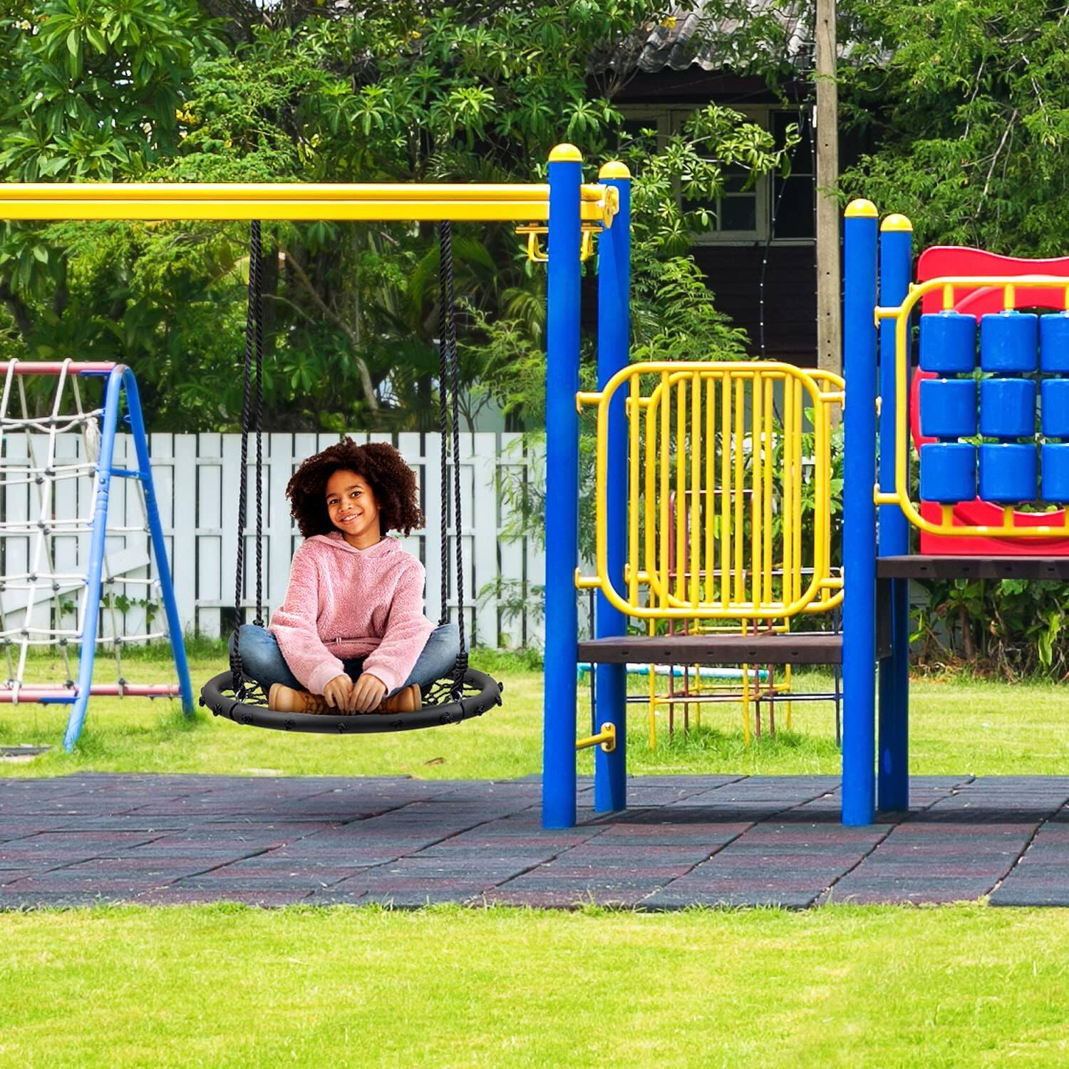 Angle. Sorbus - Sorbus Saucer Tree Swing- Kids Outdoor Disc Round Swing - 24" Heavy Duty 220lbs Seat- Easy Install Flying Saucer.