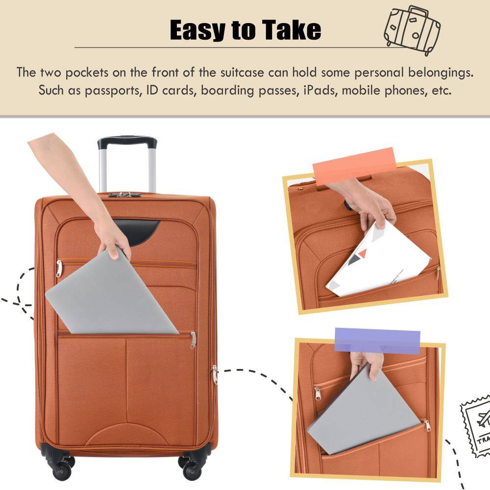 Easy to Take

The two pockets on the front of the suitcase can hold some personal belongings. Such as passports, ID cards, boarding passes, iPads, mobile phones, etc.