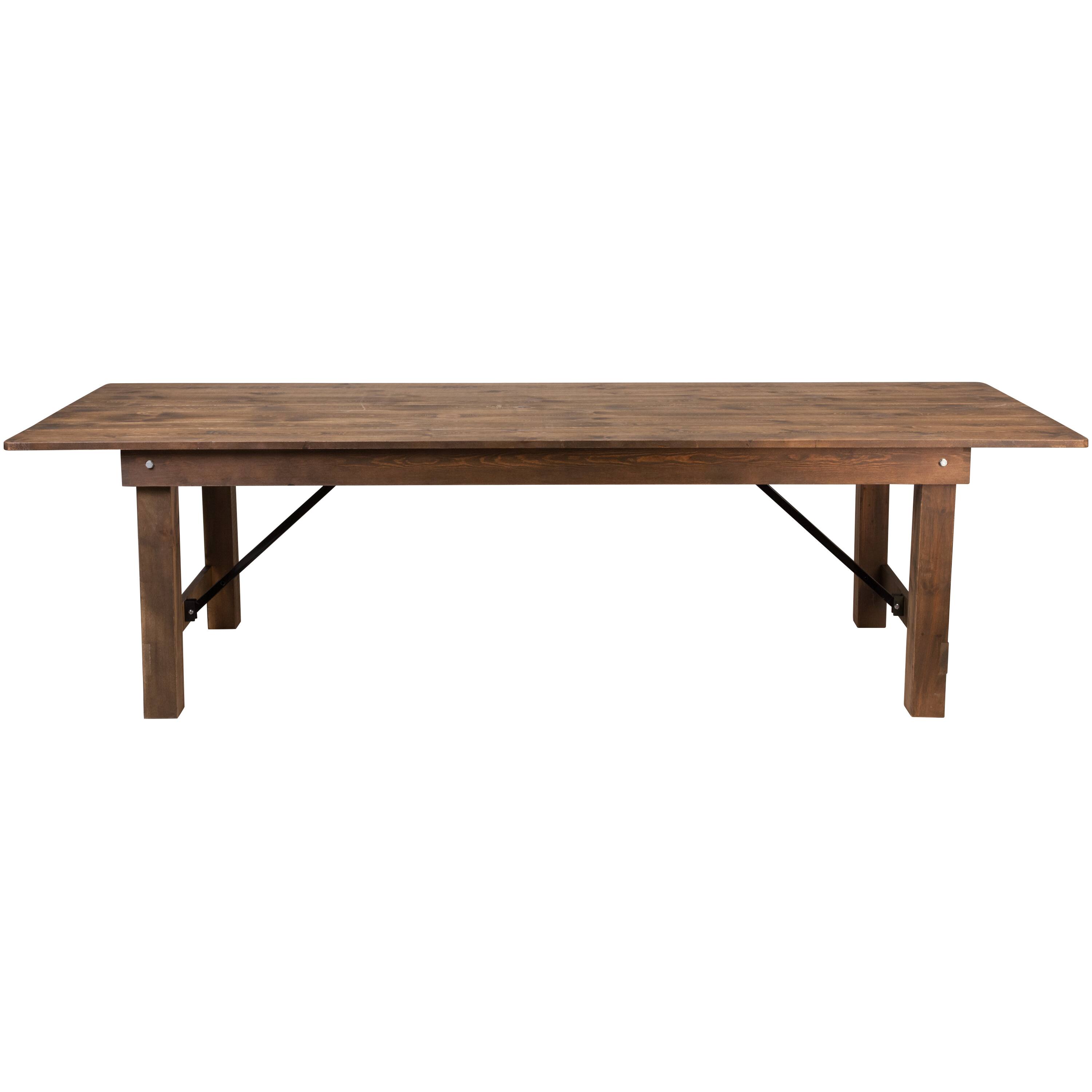 Alt View 11. Alamont Home - Hercules 9' x 40" Rectangular Antique Rustic Solid Pine Folding Farm Table - Antique Rustic.