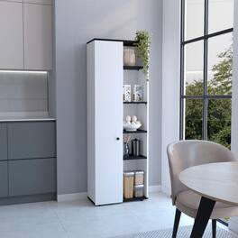 TuHome - Hoyt Multistorage Kitchen Pantry - White/Black