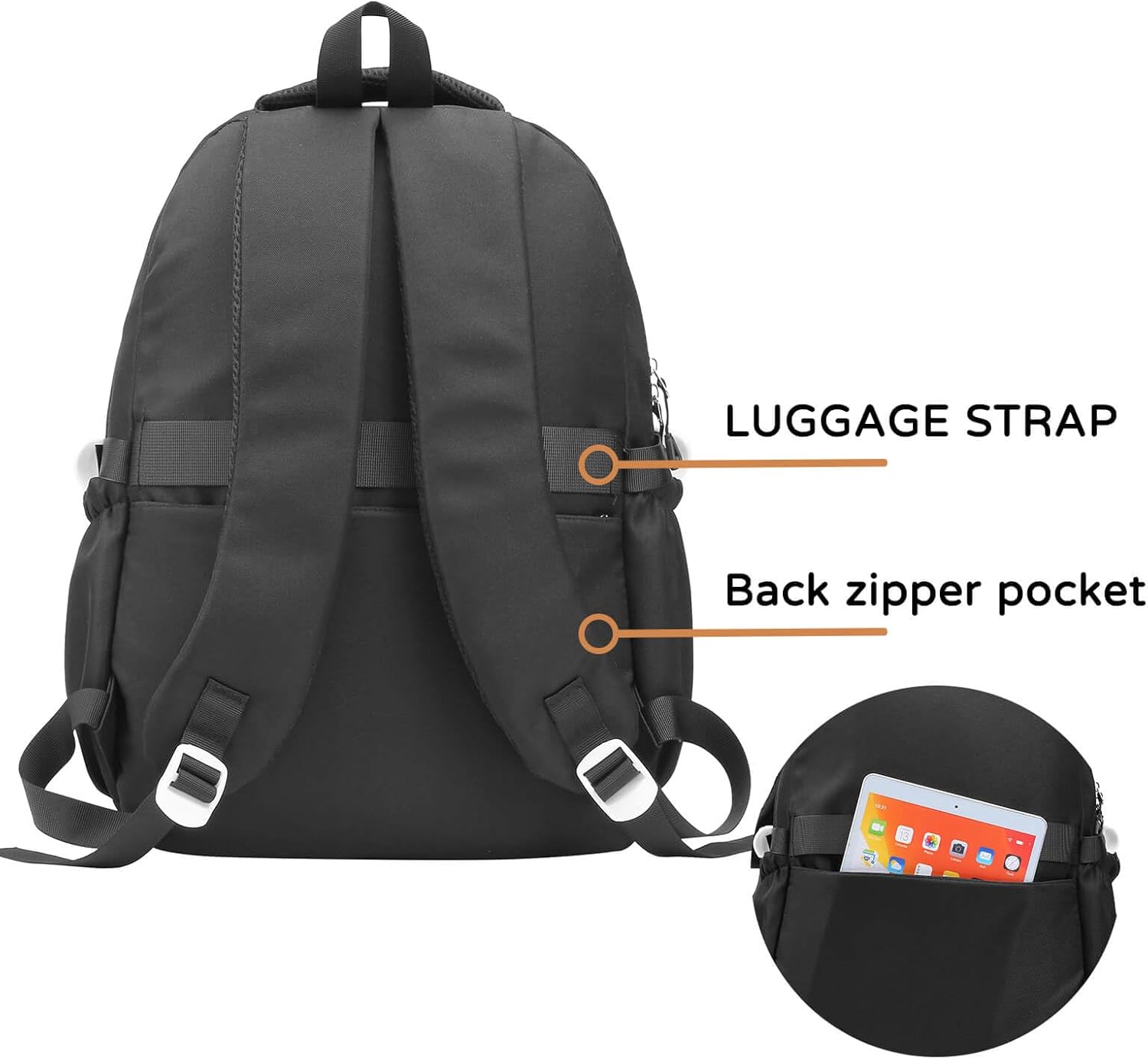 LUGGAGE STRAP  
Back zipper pocket