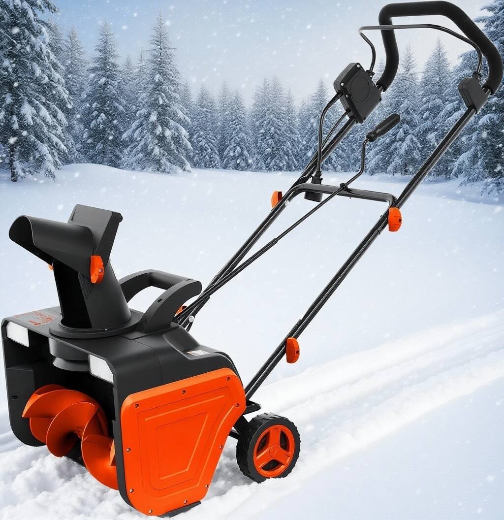 GARVEE - Electric Snow Blower, 25-ft Snow Throwing Distance, with LED
