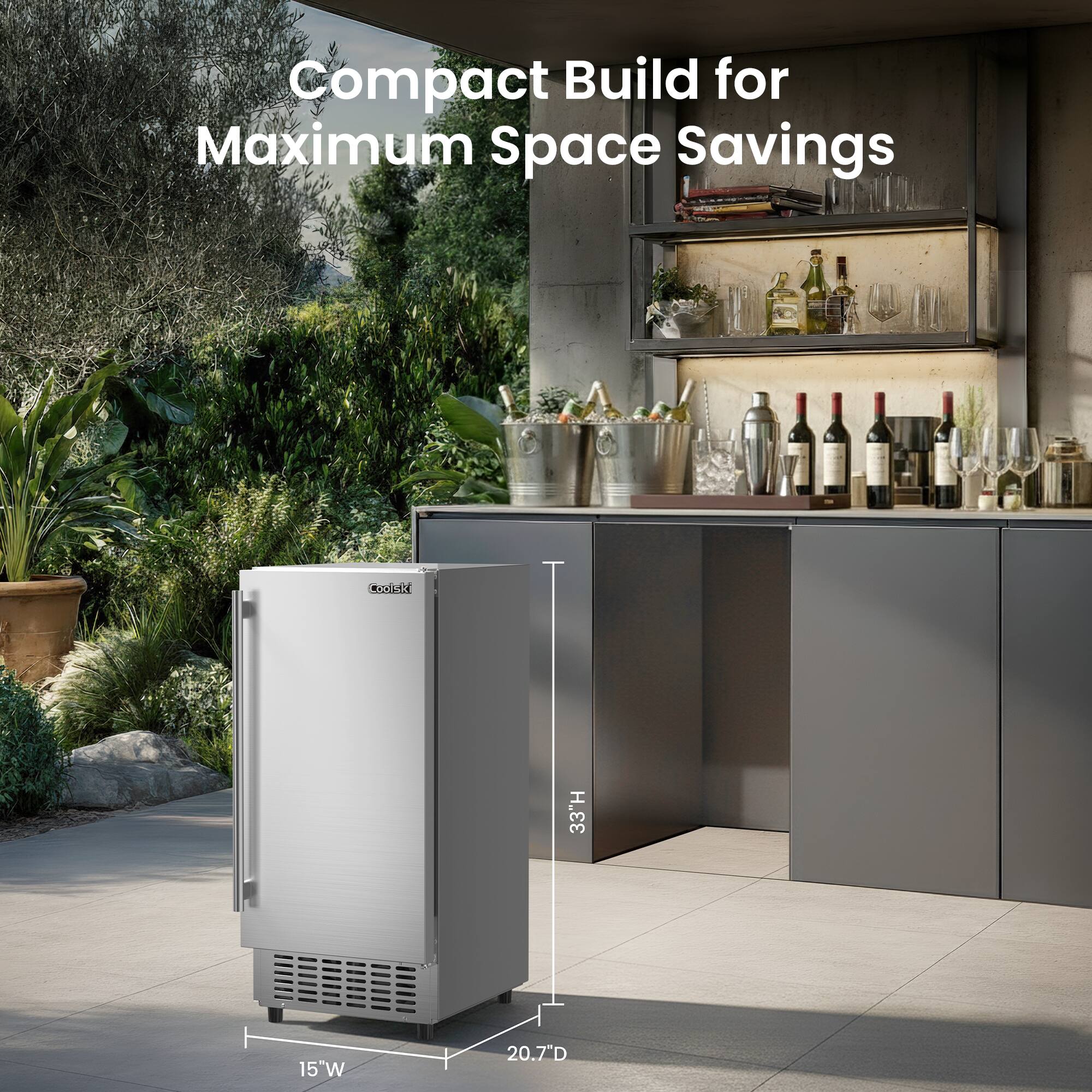 Compact Build for Maximum Space Savings

33" H  
15" W  
20.7" D