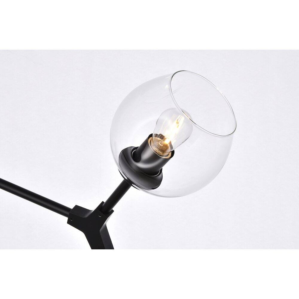 Alt View 2. Elegant Lighting - Cavoli 2 Lights Black Wall Sconce - Black And Clear.