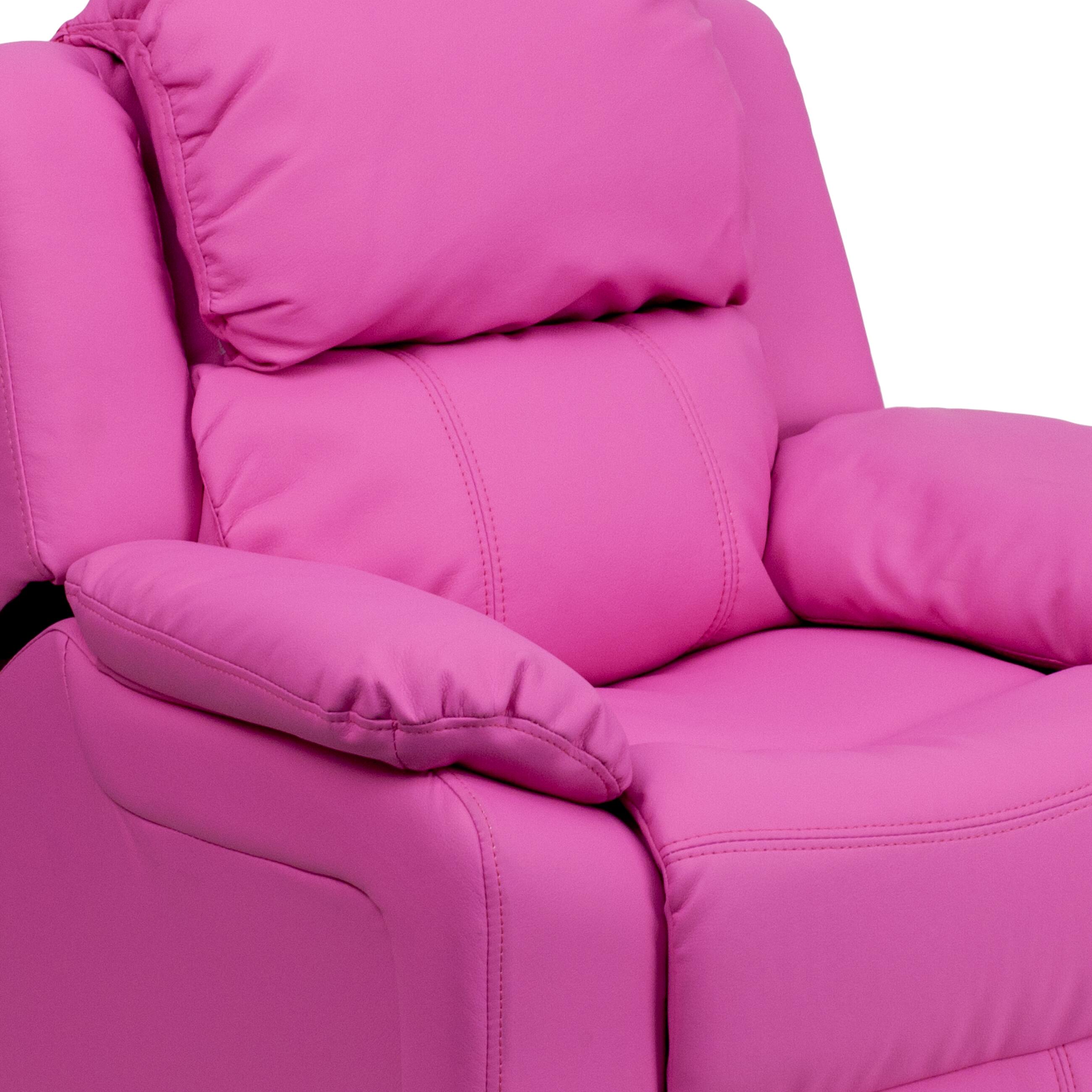 Alt View 8. Emma + Oliver - Deluxe Padded Contemporary Kids Recliner with Storage Arms - Hot Pink Vinyl.