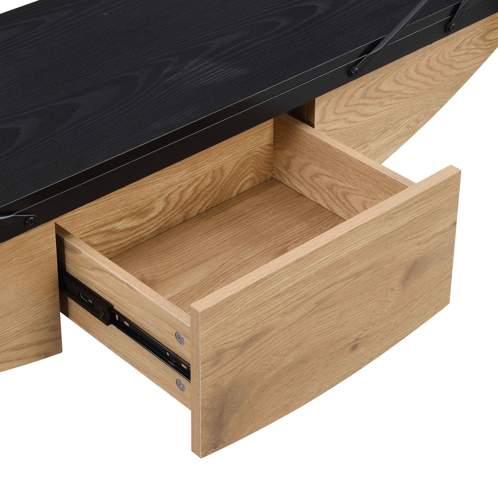 Alt View 8. GOODSILO - Modern Sailboat-Inspired TV Stand with Drawer, Sturdy Metal Support and Storage Cabinet for Living Room and Office - Black.