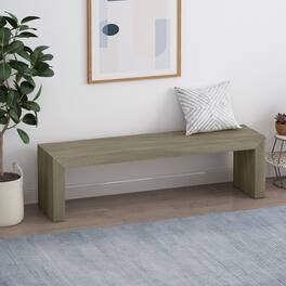 Ropilly - Acacia Wood Dining Bench Grey Taupe Farmhouse Rustic Indoor Entryway Seating - Grey and Taupe