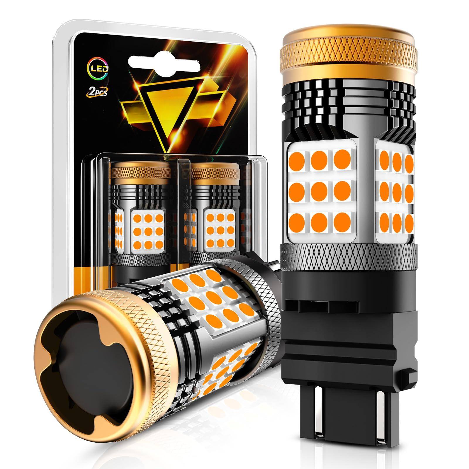 COTTAGE - series led bulbs yellow built resistor canbus error free anti hyper flash blinker bulb super bright turn - Amber 3157