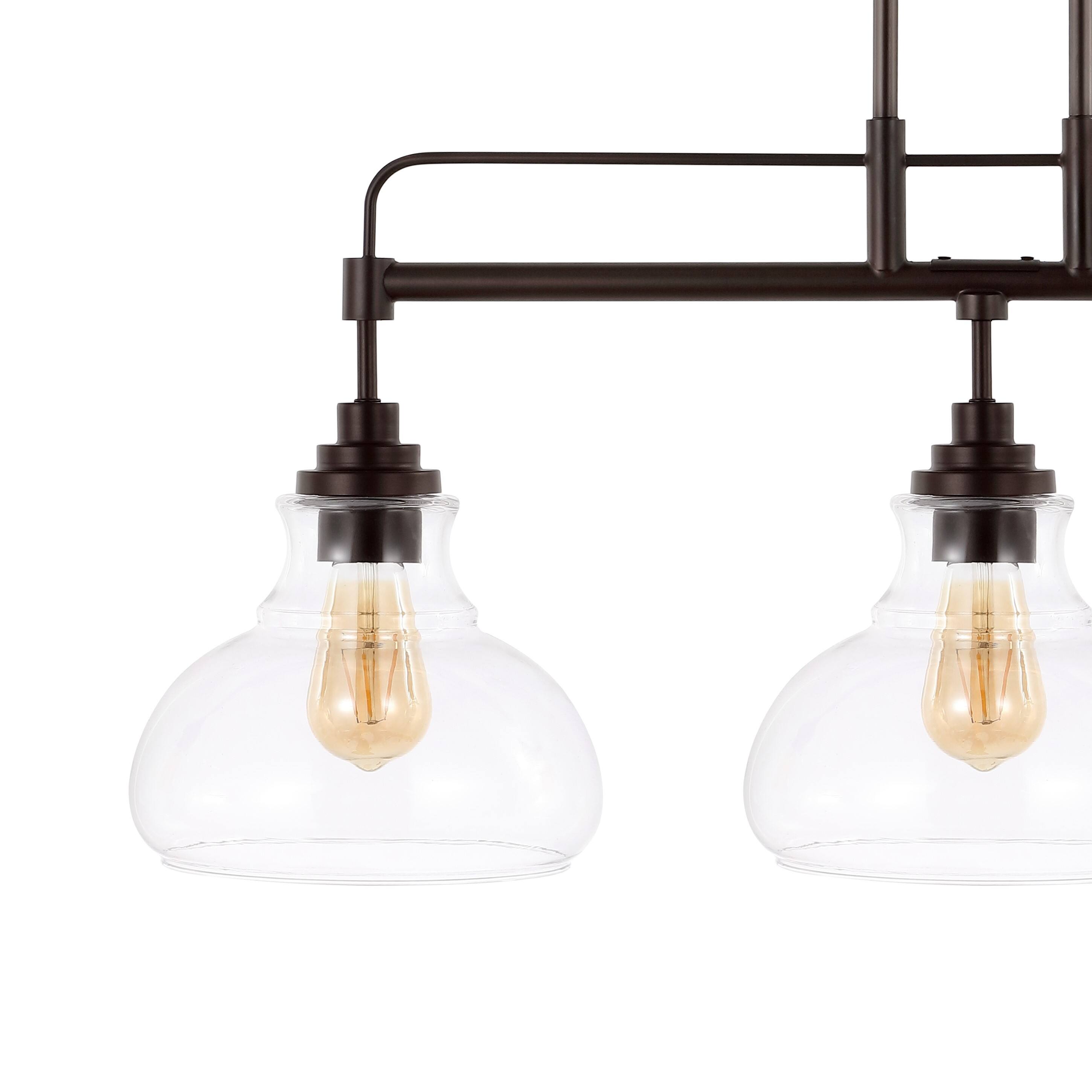 Jonathan Y Marlowe 32.5" 3 Light Farmhouse Industrial Iron/Glass Linear ...