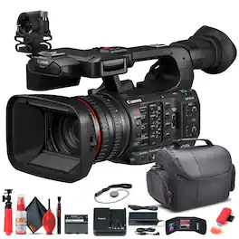 Canon - XF605 UHD 4K HDR Pro Camcorder (5076C002) + Bag + Card Reader + More Bundle
