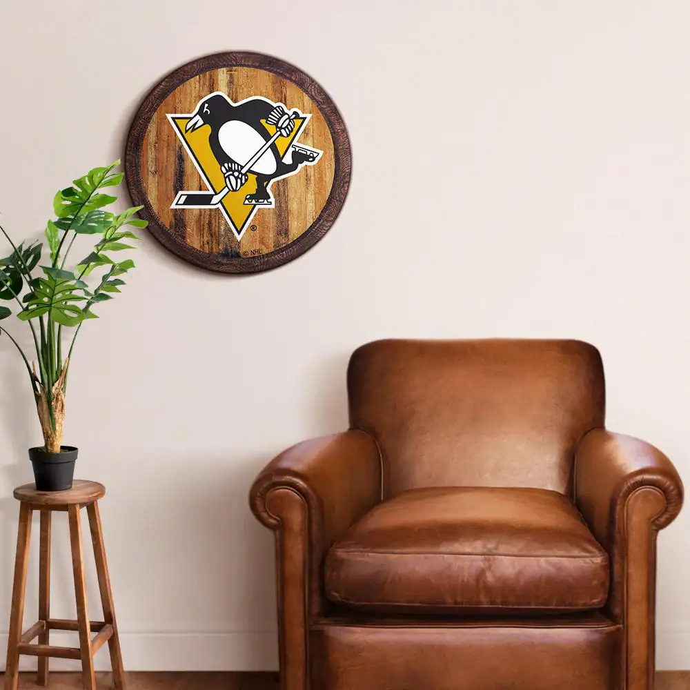Alt View 1. The Fan-Brand - Pittsburgh Penguins 21'' x 21'' Color Logo Faux Barrel Top Sign - Multicolor.