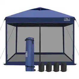KAMPKEEPER - 10x10 Pop Up Canopy Tent with Netting, Outdoor Sun Shade - Navy Blue