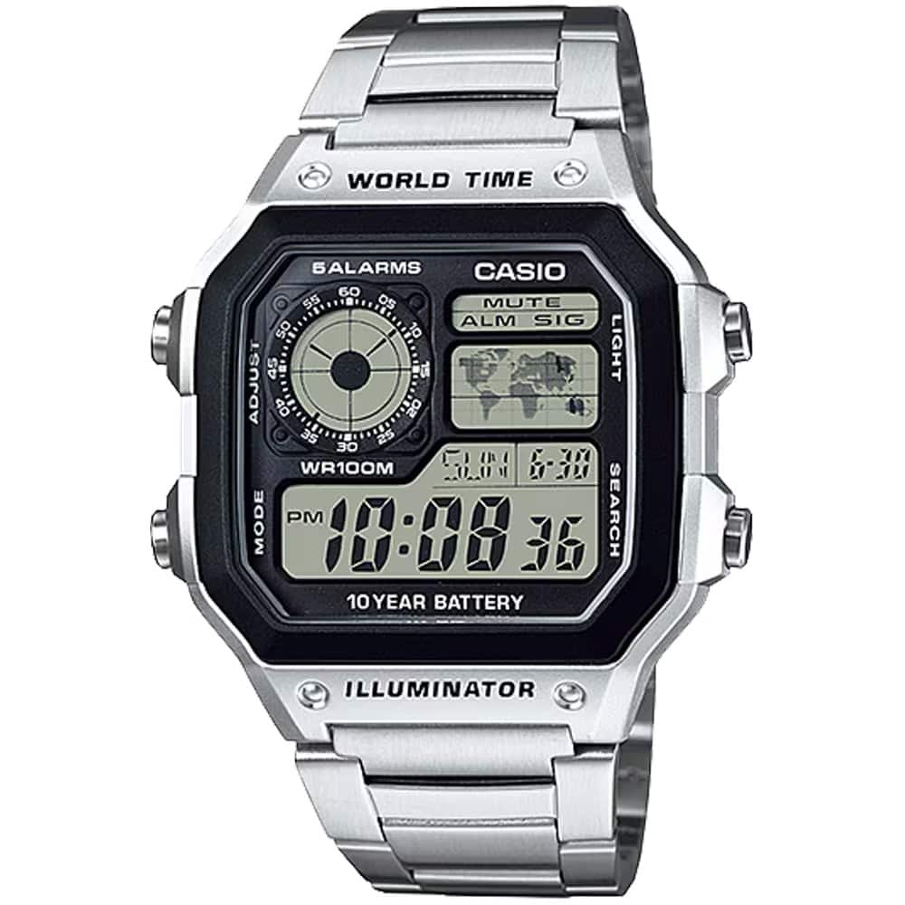 Casio - Men’s Black and Digital Watch - AE-1200WHD-1AV - Silver