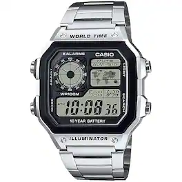 Casio - Men’s Black and Digital Watch - AE-1200WHD-1AV - Silver