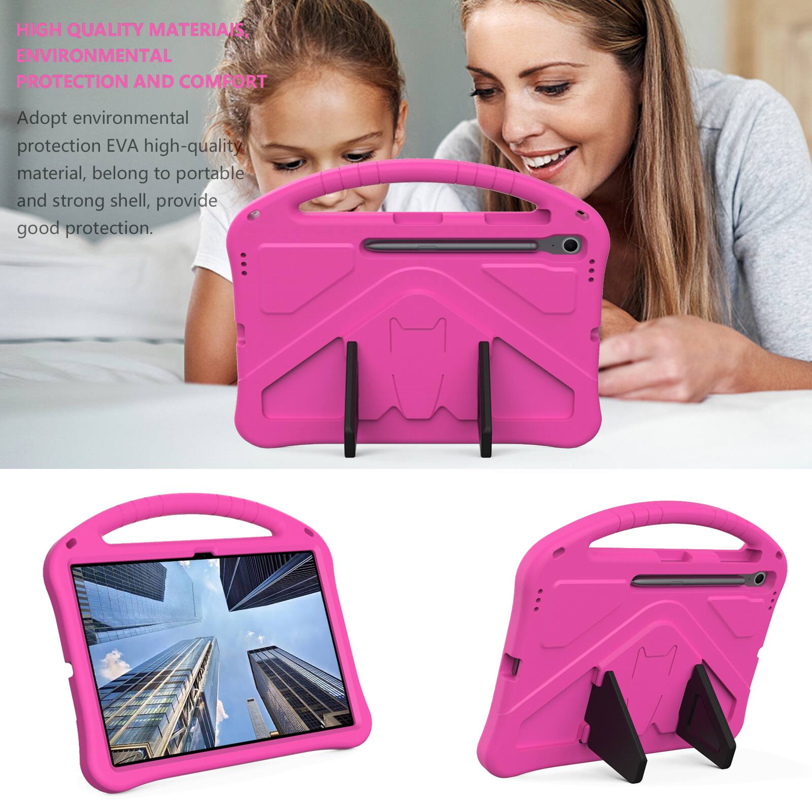 HIGH QUALITY MATERIALS, ENVIRONMENTAL PROTECTION AND COMFORT

Adopt environmental protection EVA high-quality material, belong to portable and strong shell, provide good protection.