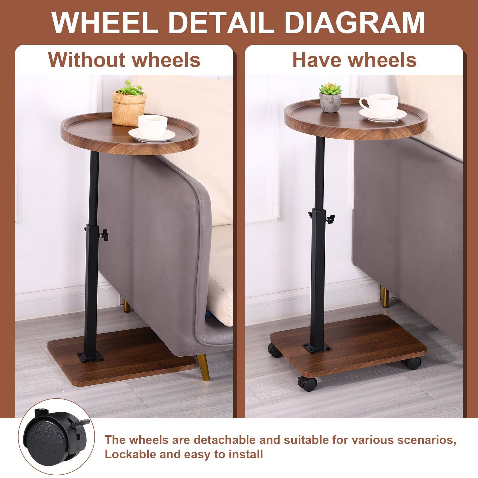 WHEEL DETAIL DIAGRAM

Without wheels

Have wheels

The wheels are detachable and suitable for various scenarios, lockable and easy to install