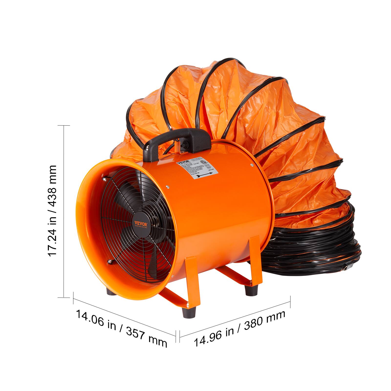 mm / 438 in 17.24  
VEVOR  
- VEVOR - RECAL B -  
14.06 in | 357 mm  
380 mm in / 14.96