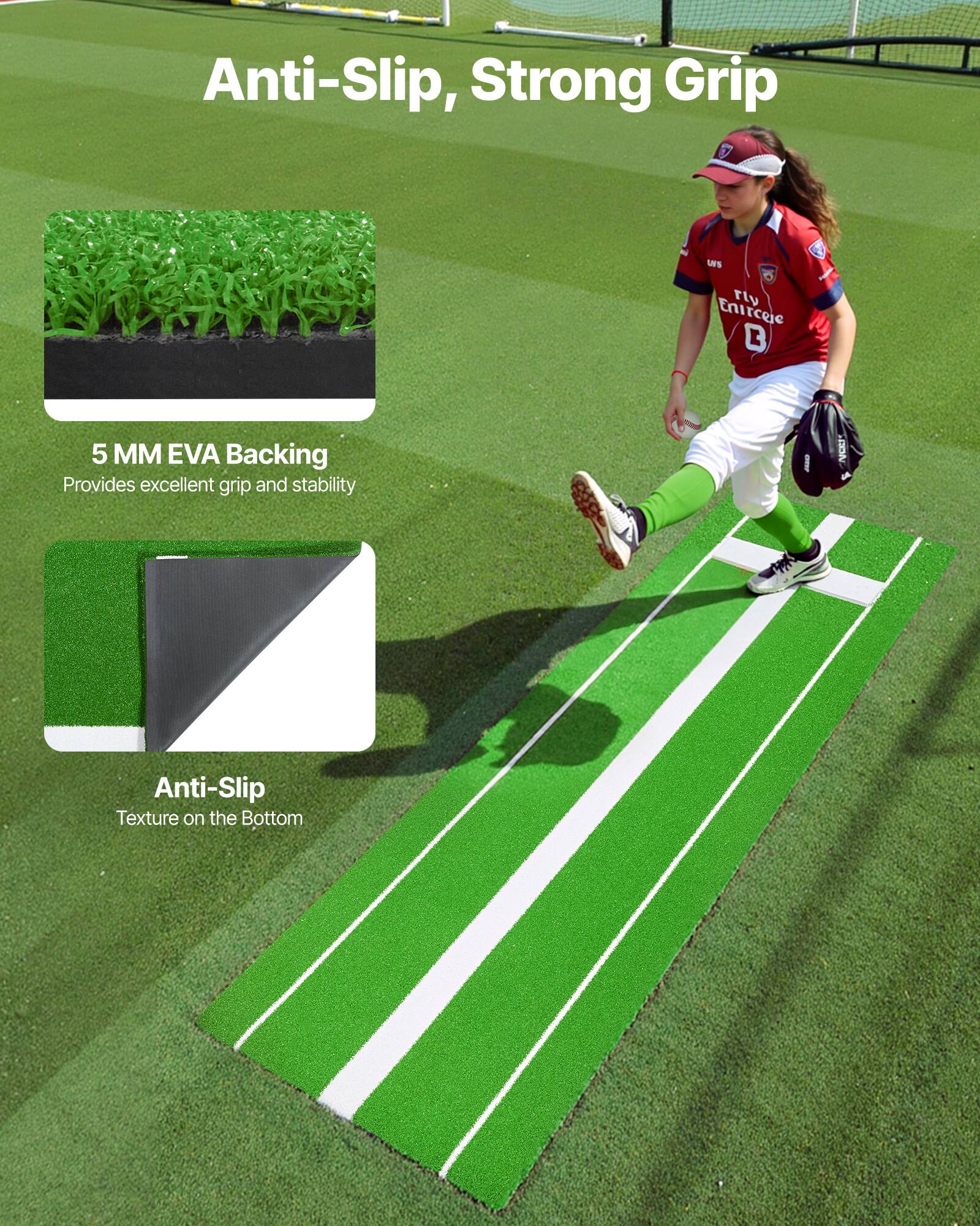 Anti-Slip, Strong Grip

5 MM EVA Backing  
Provides excellent grip and stability

Anti-Slip  
Texture on the Bottom