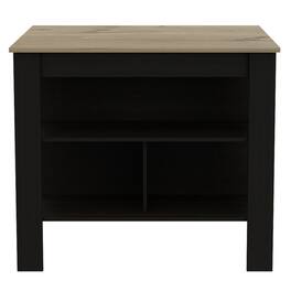 TuHome - Cala Kitchen Island, Four Legs, Three Shelves, Black and Light Oak - Black, Light Oak