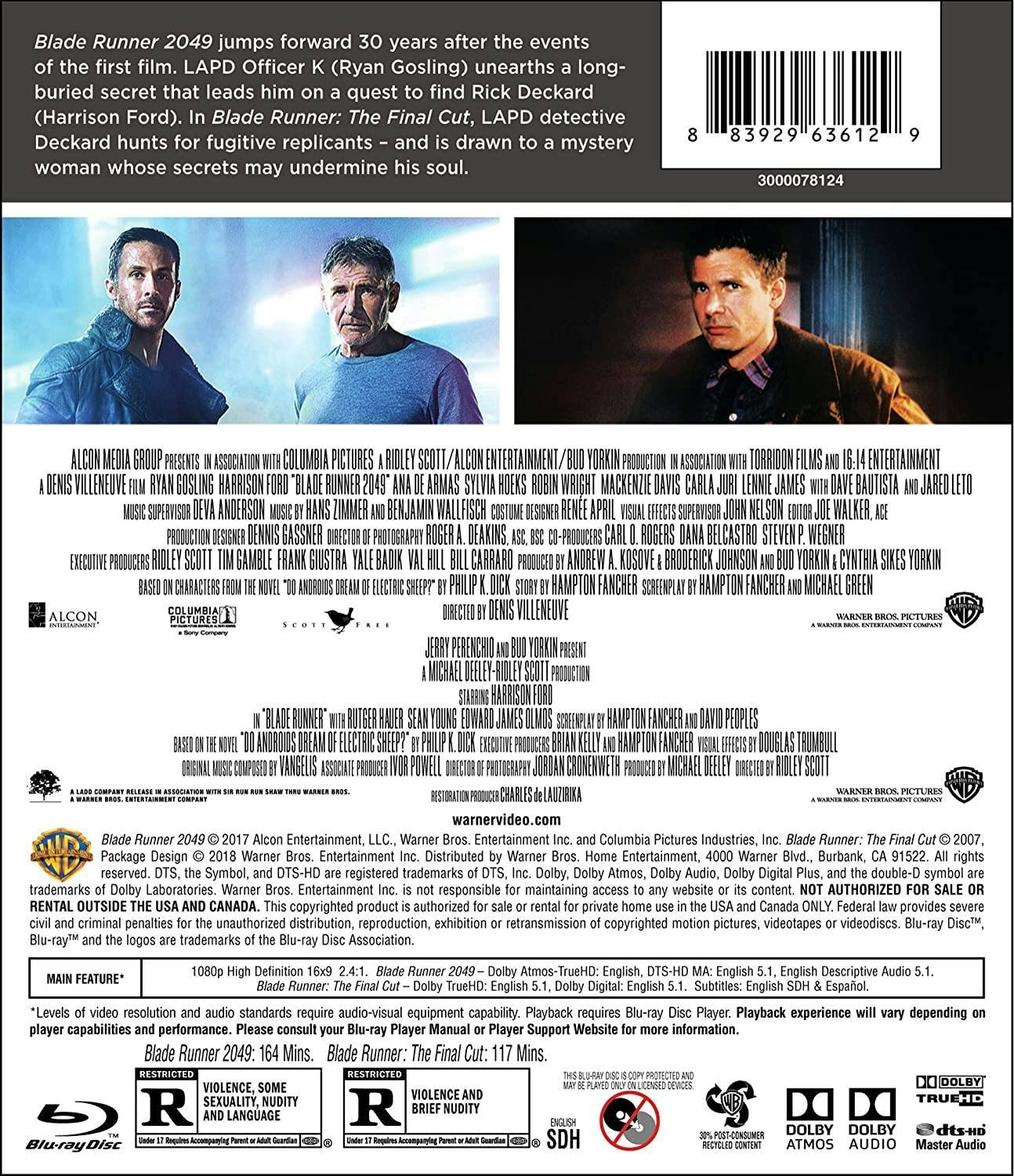 Back. Blade Runner: The Final Cut/Blade Runner 2049 (Blu-ray Double Feature) [Blu-ray].