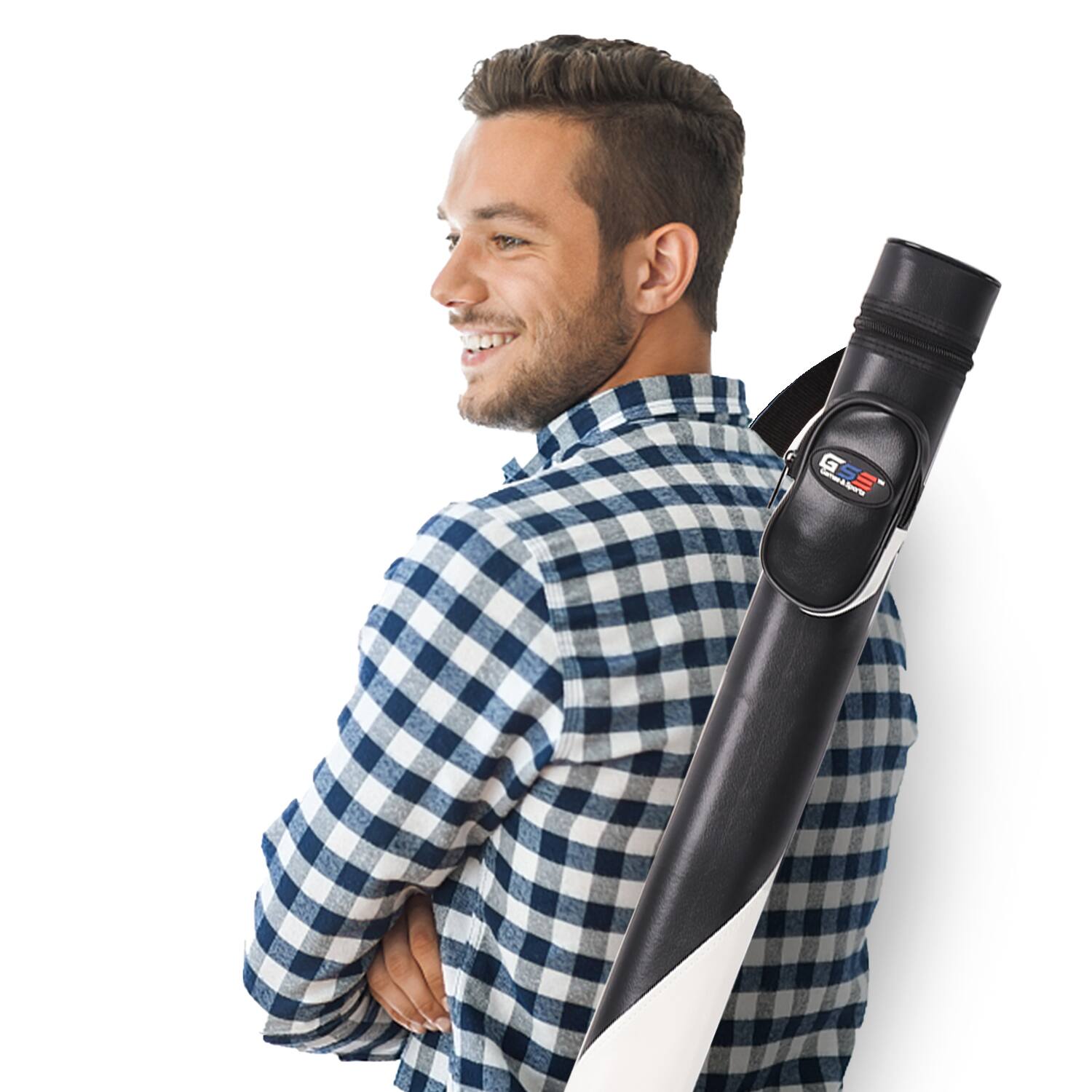 Alt View 3. GSE Games & Sports Expert - 1x1 Deluxe Hard Billiard Pool Cue Stick Carrying Case, Billiard Cue Case - Black/White - Black/White.