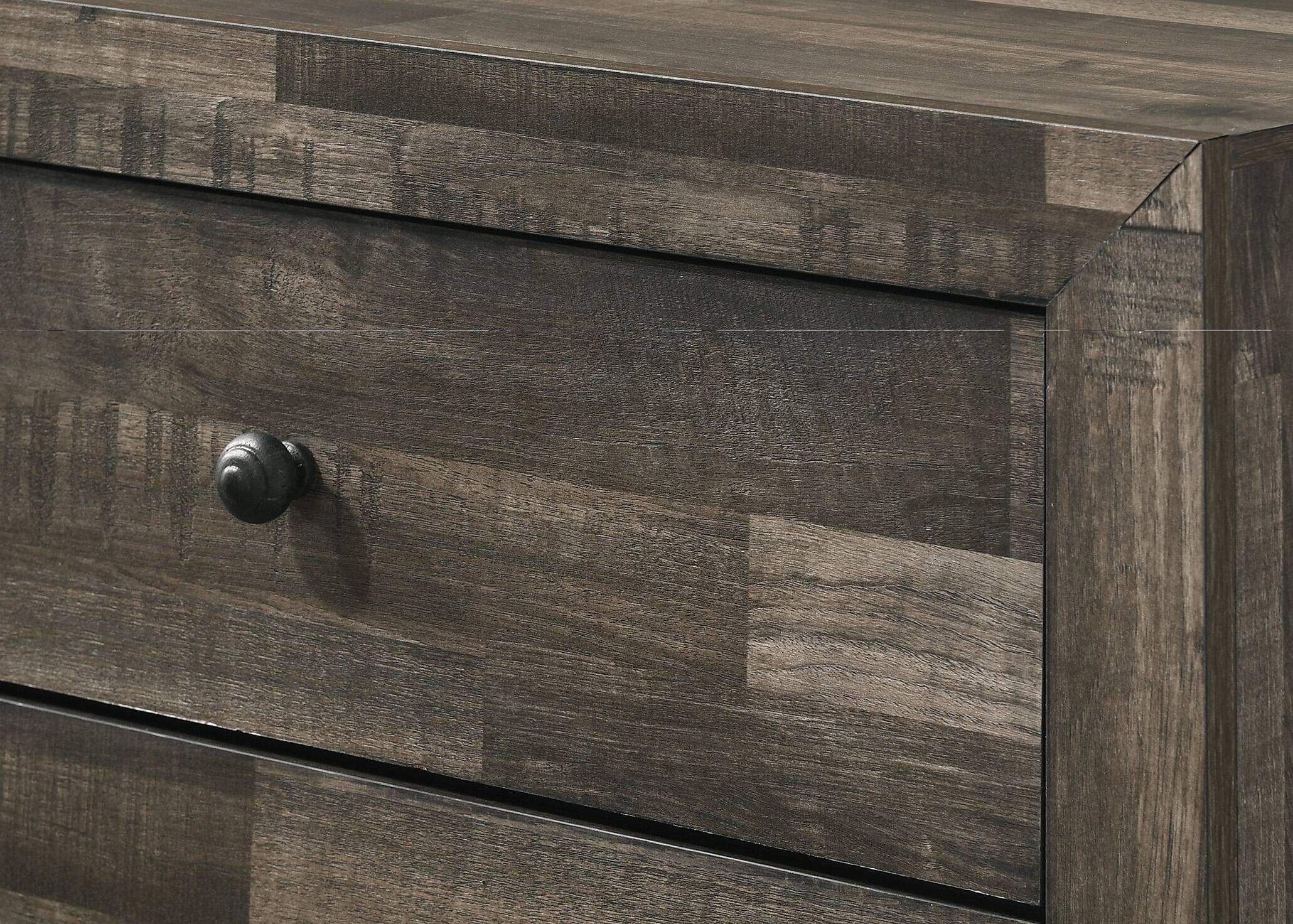 Angle. TinyHomie - 1pc Rustic Four Drawers Storage Tall Chest Brown Gray Finish Wooden Bedroom Furniture - Gray and Rustic Brown.