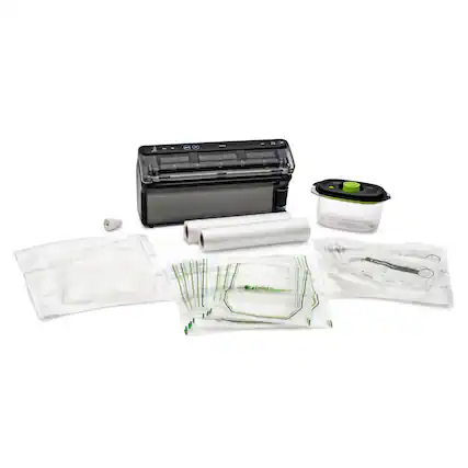 Front. FoodSaver - FoodSaver Elite All-in-One Liquid+ Vacuum Sealer with Bags, Rolls & Accessories - Dark Stainless Steel.