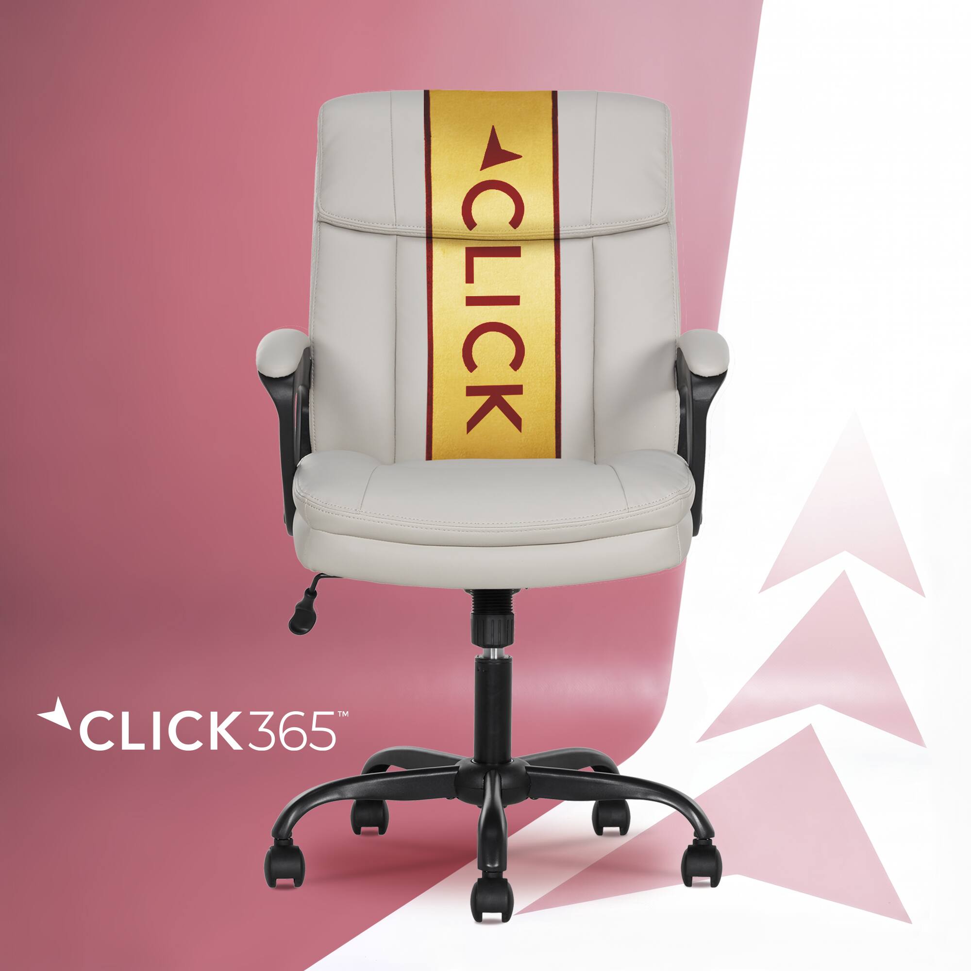 Click365 - Ergonomic Executive Office Chair with Lumbar Support & Reclining Leather Computer Desk Chair with Padded Arms & Swivels - Ivory