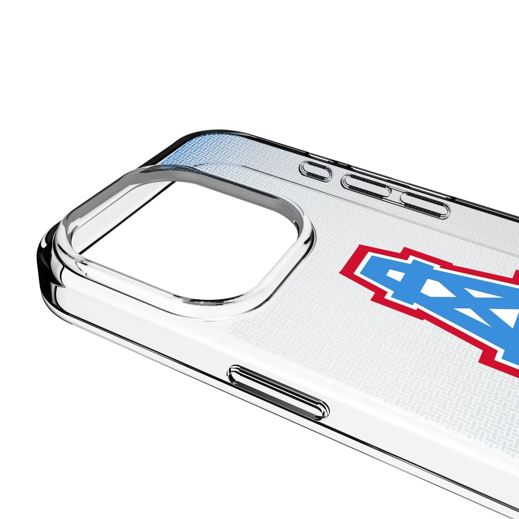 Alt View 2. Keyscaper - Houston Oilers Linen Logo iPhone Clear Case - 16 Pro Max - Multicolor.