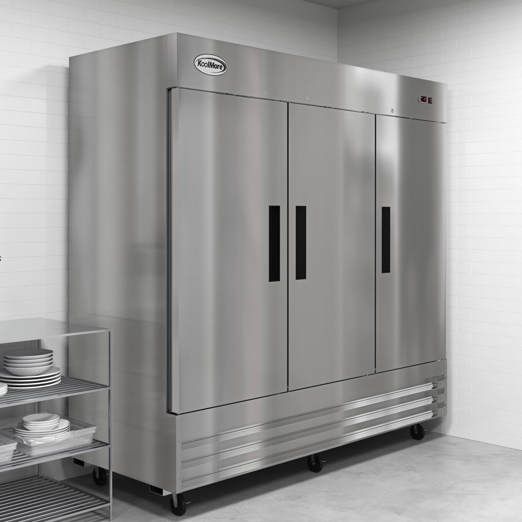 Alt View 4. Koolmore - 80 in. Three Door Commercial Reach In Refrigerator 72 cu. ft. (RIR-3D-SS) - Stainless-Steel.
