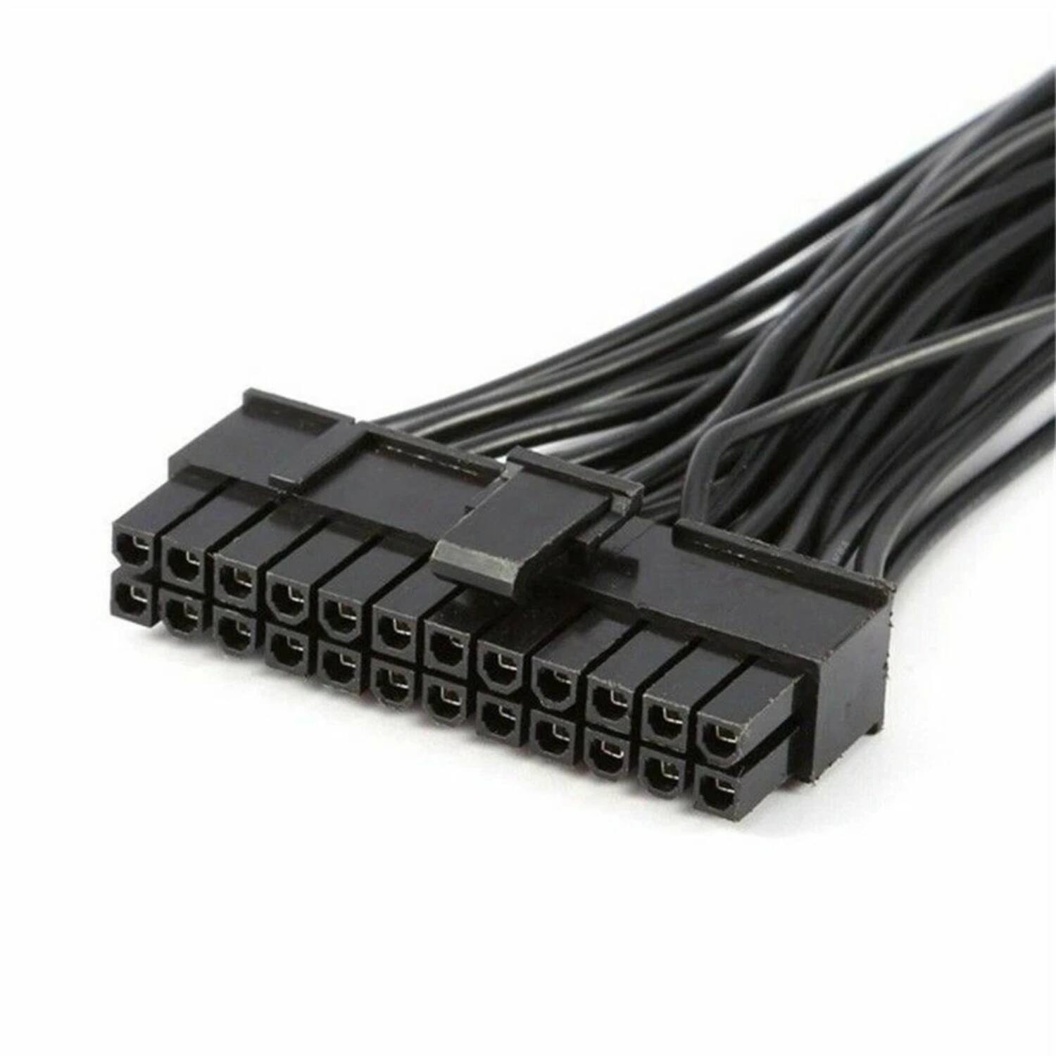 Back. Stock Preferred - Dual PSU 24-Pin ATX Motherboard Adapter Connector Cable - Black.