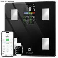 Arboleaf Smart Scale, 500lbs, 14 Key Body Composition Analysis Sync Apps, FSA or HSA eligible - Black - Front_Zoom