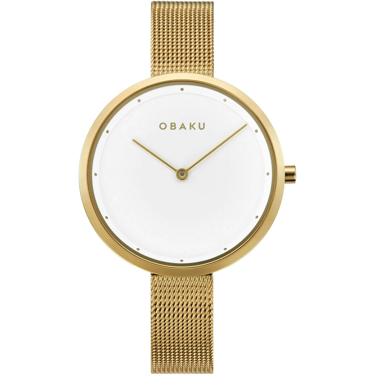 Front. Obaku - Obaku Women's Classic White Dial Watch - V227LXGIMG - White.