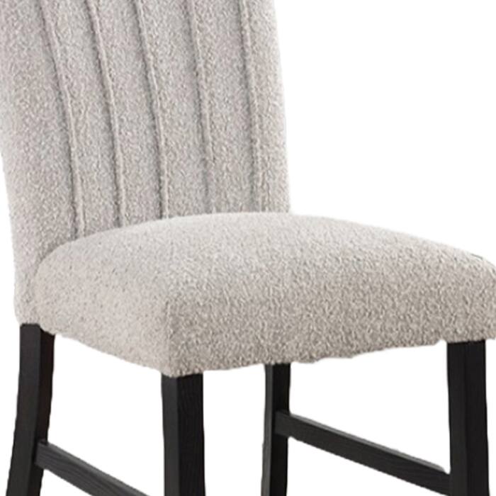 Alt View 1. Manhattan Lane - Reo Dining Side Chair Set of 2, Vertical Tufted Gray Boucle - Gray, Black.