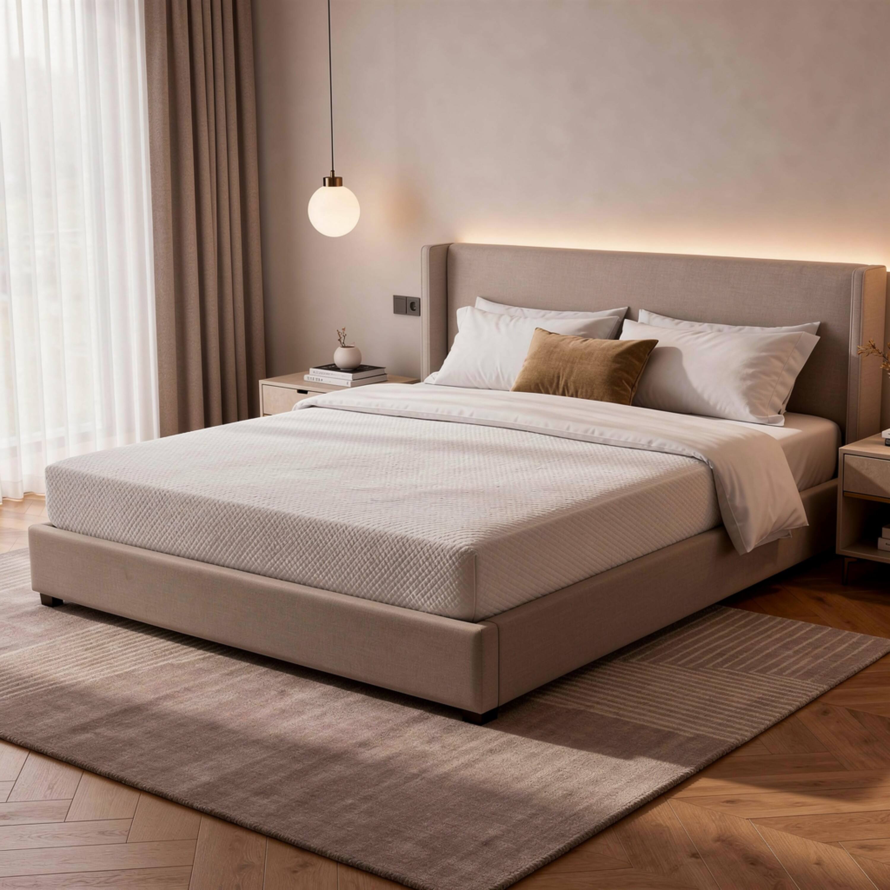 Alt View 4. Manhattan Lane - Aysa Queen Size Mattress, Memory Foam,  Polyester Cover, 8 Inch - White.
