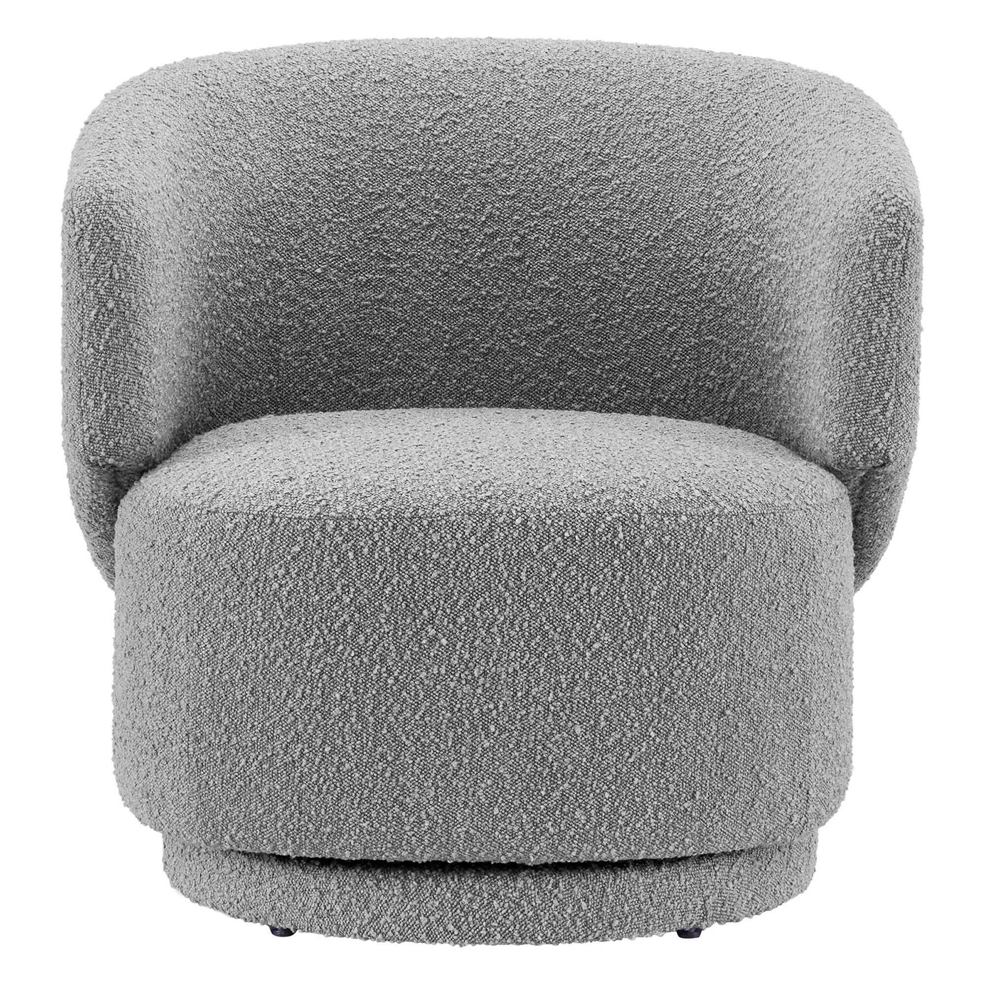 Alt View 4. Modway - Celestia Boucle Fabric Swivel Chair by Modway - Light Gray.