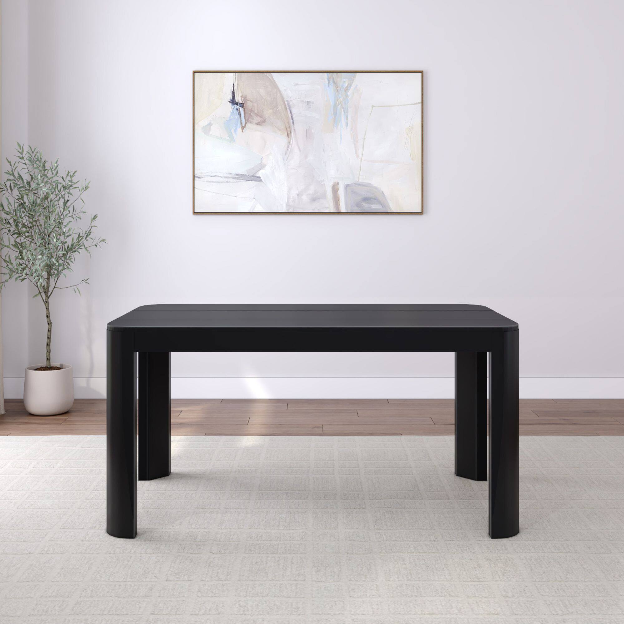 Alt View 4. Plank+Beam - Contour Dining Table (60in / 1524mm), Black - Black.