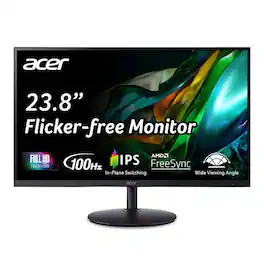 Acer - Refurbished Excellent - SH242Y 23.8" IPS Monitor 100Hz 1920x1080 Full HD 1ms Response Time - Black