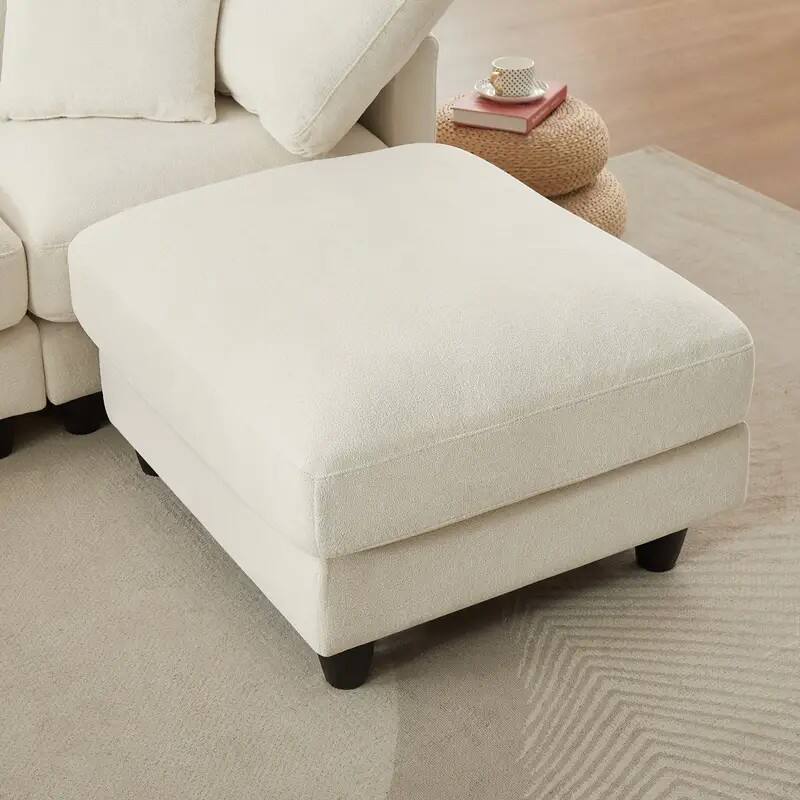 Alt View 7. Meqiodas - Modular Sectional Sofa, 7 Seater Cloud Sectional Couch with Movable Ottoman, Chenille Sofa Couch for Living Room - Beige.