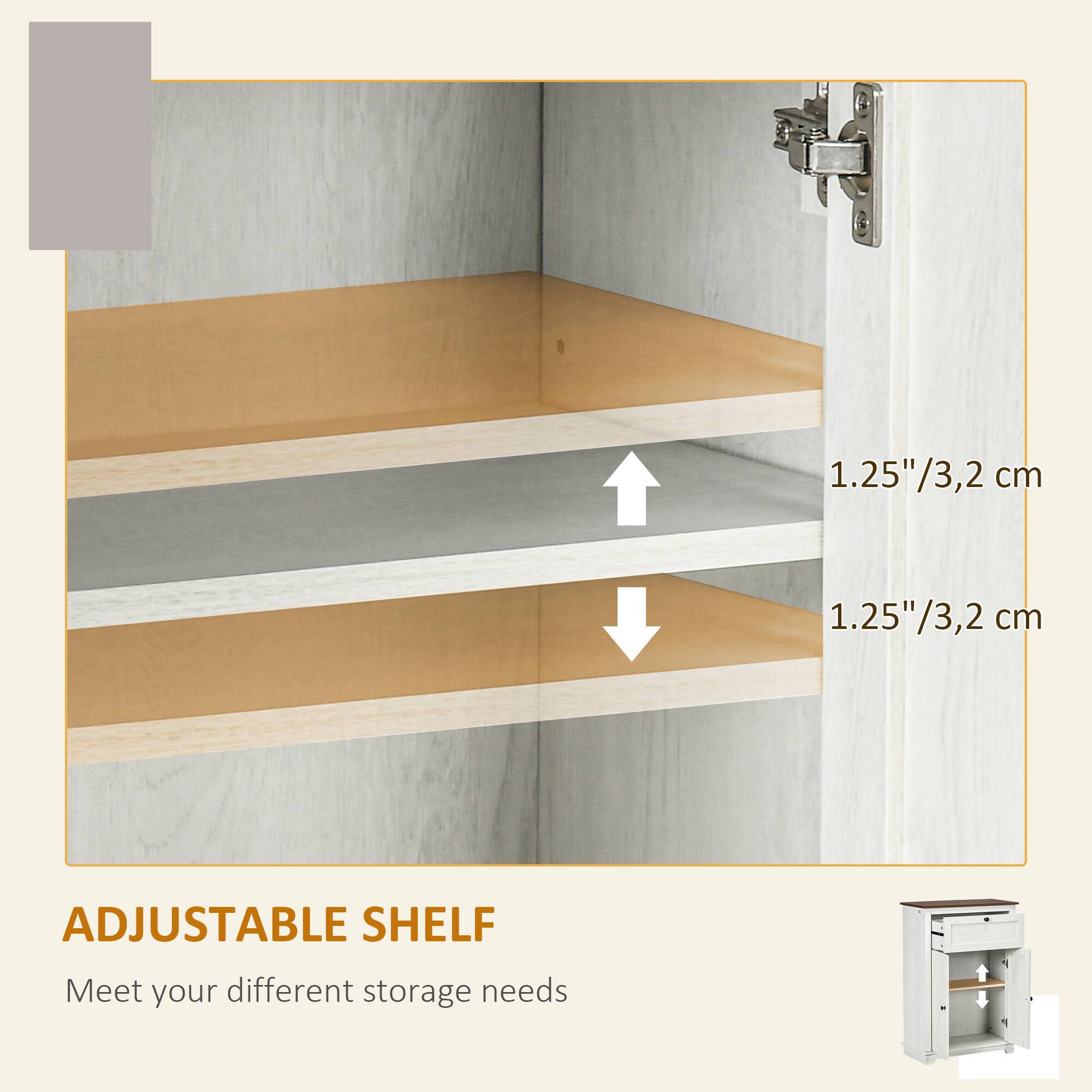 1.25"/3.2 cm  
1.25"/3.2 cm  

ADJUSTABLE SHELF  
Meet your different storage needs