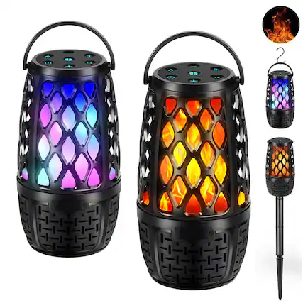 Front. Pacoar Cade - Led Outdoor Speakers Colorful Led Waterproof Wireless 5.3 Stereo Sound Portable With Stake Hook For Patio/yard/porch(2 - 2 Pack 10W Sync to 100 Speakers.