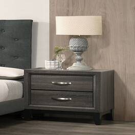 Loheer - Rustic Oak Nightstand, Two Drawer Bedside Cabinet for Modern Bedrooms - Gray
