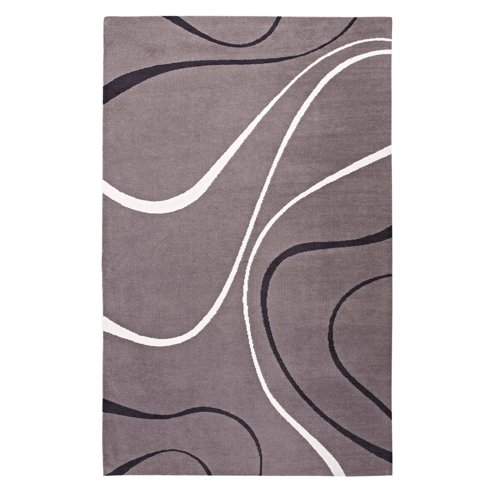 Angle. Modway - Therese Abstract Swirl Area Rug - Charcoal Black and Ivory.