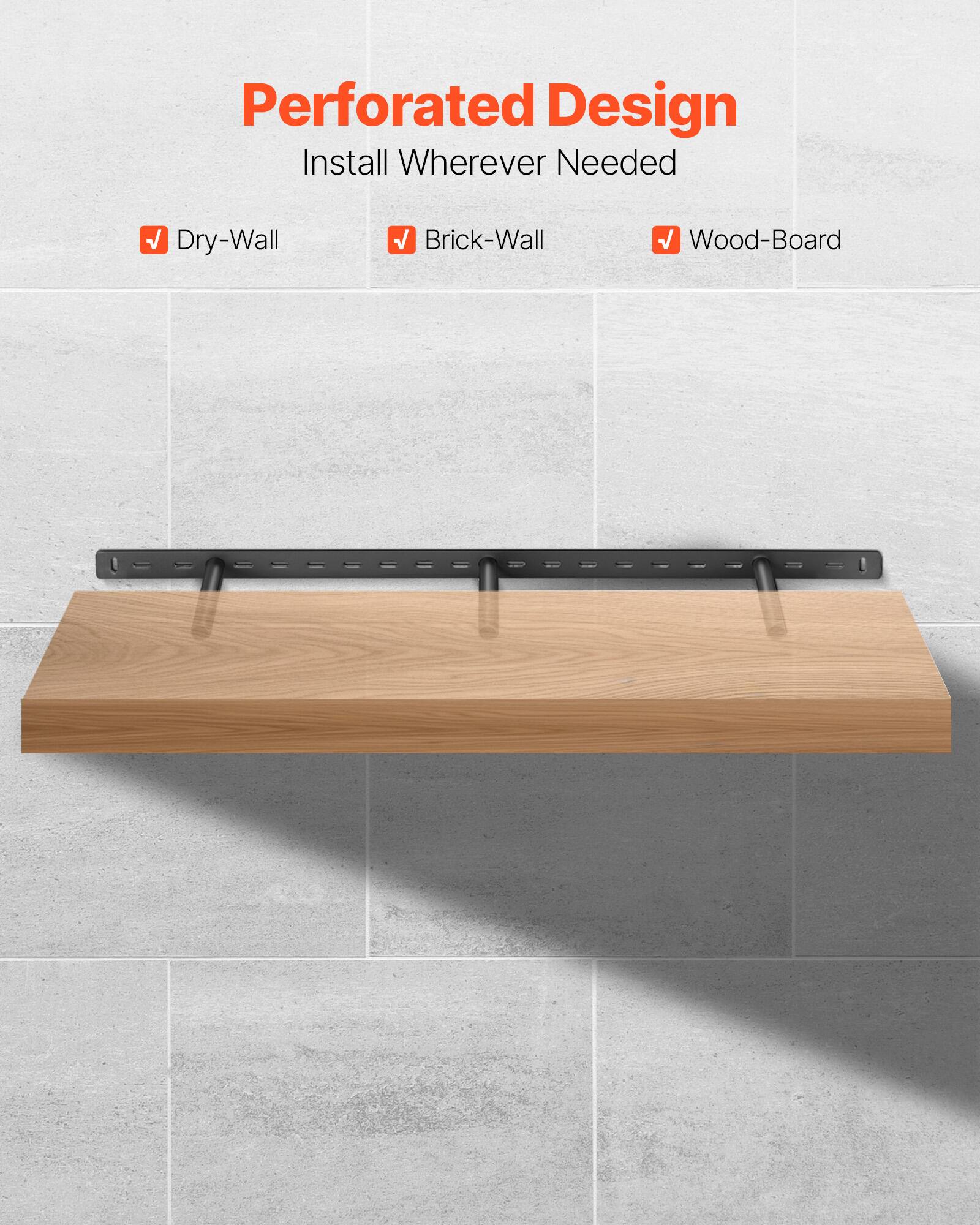 Perforated Design
Install Wherever Needed
Dry-Wall
Brick-Wall
Wood-Board