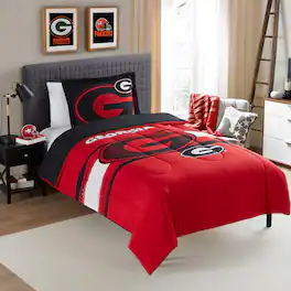 Sweet Home Collection - NCAA Georgia Bulldogs Comforter & Pillow Sham Set- Twin/Twin XL - Multicolored